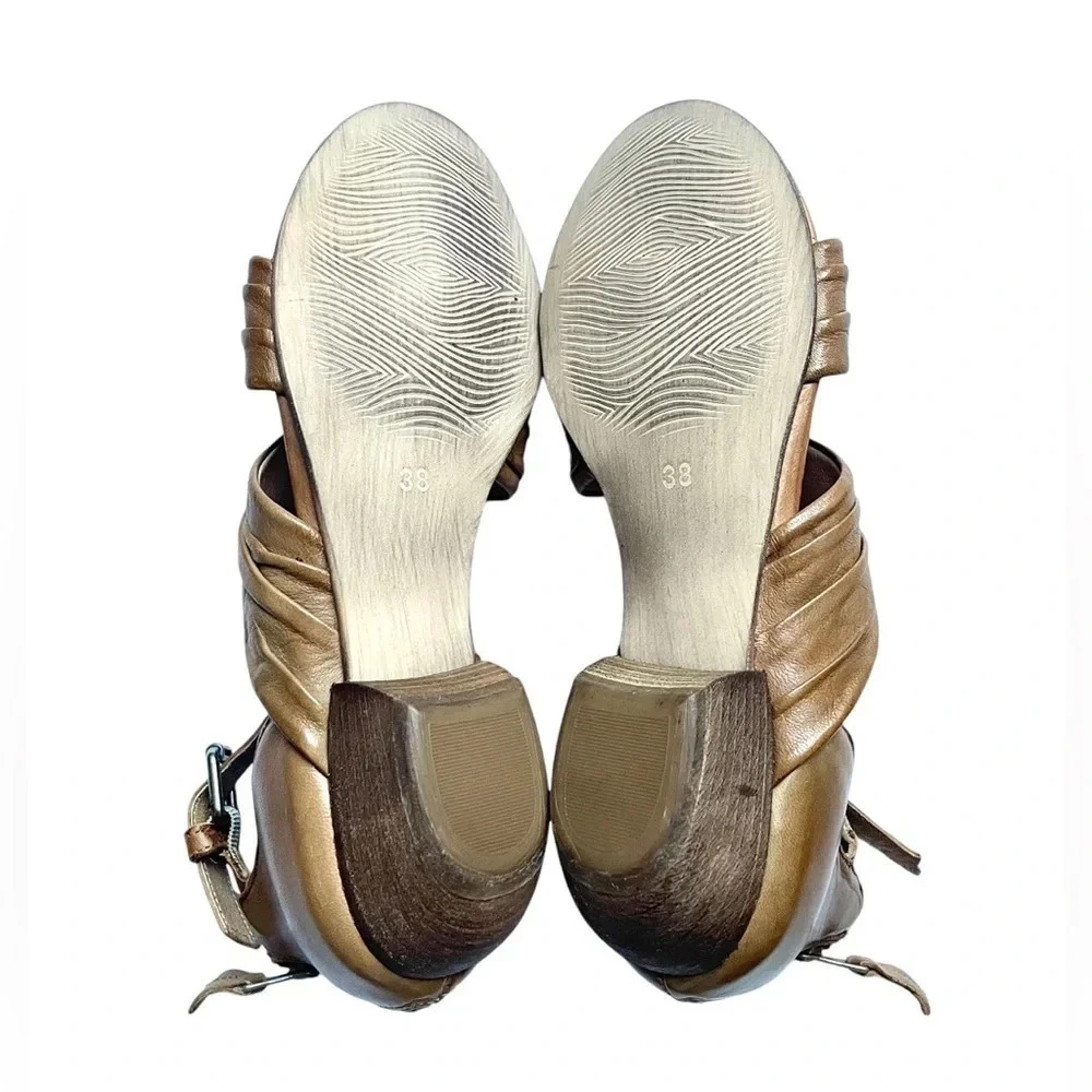 Miz Mooz Cassie Classic Tan Soft Leather Strappy Heeled Sandals Size 38/7.5